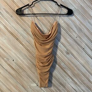 Oh Polly Nude Backless String Draped Shapewear Bodysuit Mesh